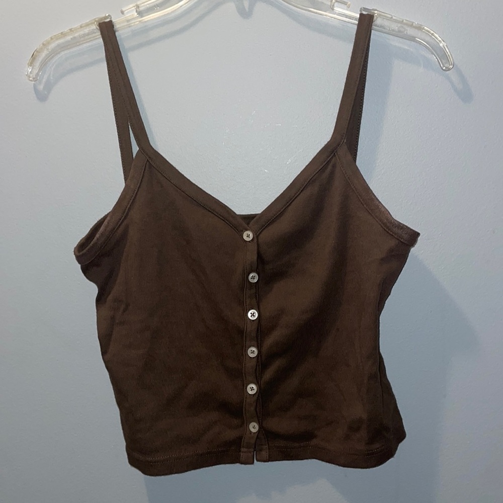 Brandy Melville brown button tank top
